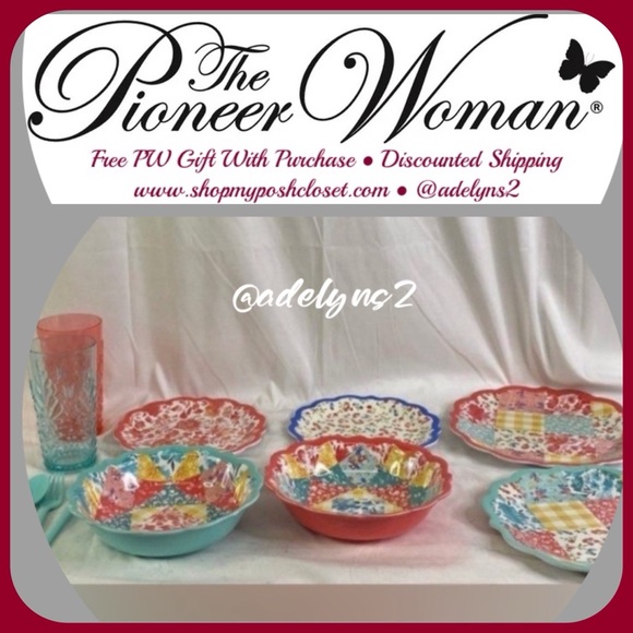🌺 NWOT Pioneer Woman Picnic Dinnerware Set (items out of PW Picnic Basket) - Picture 2 of 5